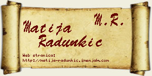 Matija Radunkić vizit kartica